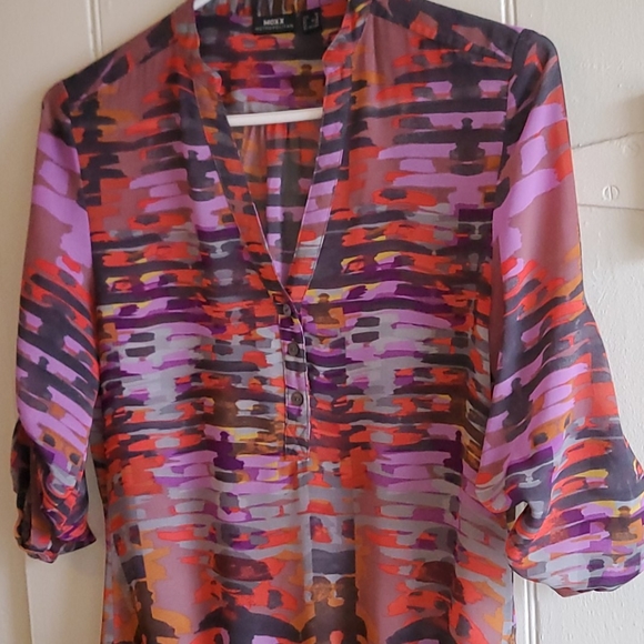 Mexx Fall Print Sheer Top Size 4 - Picture 3 of 3